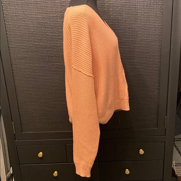 ATM Anthony Thomas Melillo Sweater V-Neck Relaxed Cashmere Cotton Peach Large - Picture 4 of 10